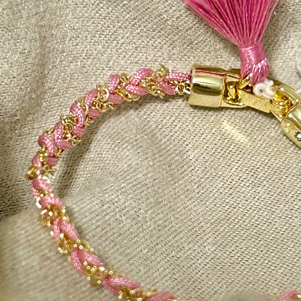 Kendra Scott Rare Elaina Pink Rose Quartz & Gold Bracelet NWT - Picture 8 of 8